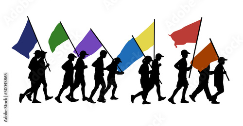 Illustration: people running with flags people running with flags