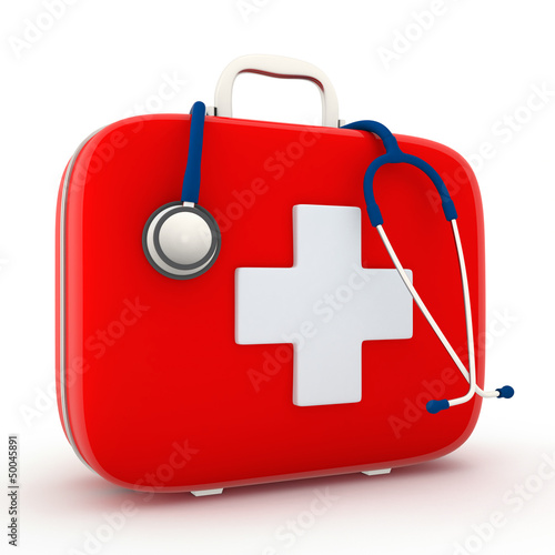 Illustration: Stethoscope and First Aid Kit Stethoscope and First Aid Kit