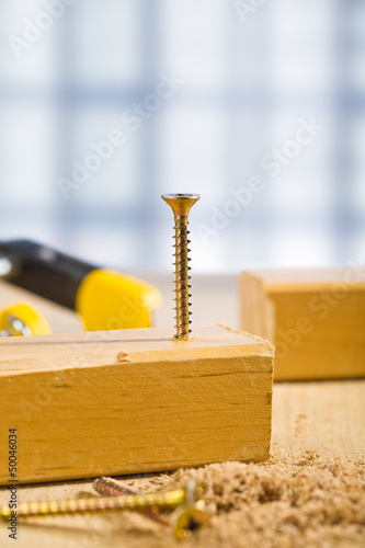 Photo: the screw in wooden plank the screw in wooden plank