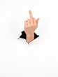 female hand showing middle finger