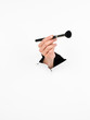 female hand holding brush