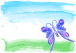blue butterfly  watercolor