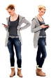 young lady with smartphone, standing