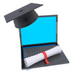 Laptop online education course with diploma