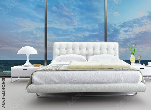 Illustration: Exclusive Modern Design Bedroom with sea view Exclusive Modern Design Bedroom with sea view