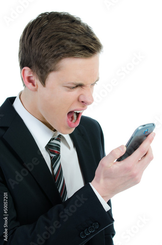 Photo: geschäftsmann schreit ins handy geschäftsmann schreit ins handy