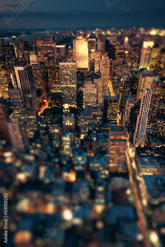 Photo: New York Manhattan at night with soft focus New York Manhattan at night with soft focus