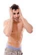 Surprised fitness guy