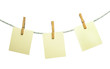 Note papers hooked on a rope