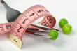 Plate with peas and centimeter measure