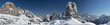 Dolomites huge panorama view in winter snow time