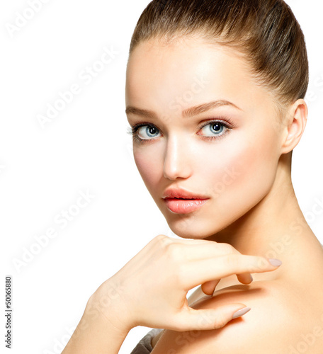 Photo: Beauty Teenage Girl Portrait isolated on a White Background Beauty Teenage Girl Portrait isolated on a White Background