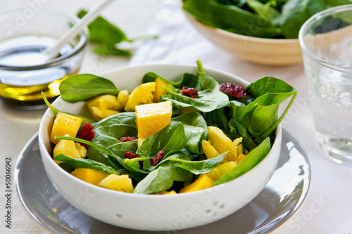 Photo: Mango and Pineapple with Spinach salad Mango and Pineapple with Spinach salad