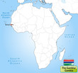 Übersichtskarte von Gambia mit Landesflagge