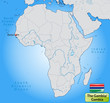 Übersichtskarte von Gambia mit Landesflagge