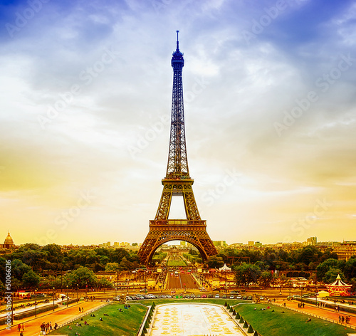 Photo: Eiffel Tower at sunset Eiffel Tower at sunset
