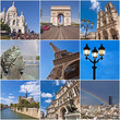 Collage monuments de Paris, France