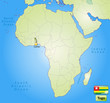 Übersichtskarte von Togo mit Landesflagge