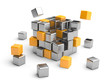 Cube assembling from blocks.