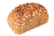 Brown Bread with Sunflower Seeds Isolated on White Background
