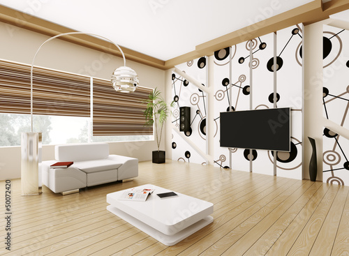Illustration: Modern living room interior 3d Modern living room interior 3d