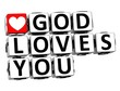 Illustration: 3D God Loves You Button Click Here Block Text 3D God Loves You Button Click Here Block Text