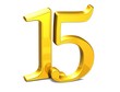 3D Gold Fifteen on white background
