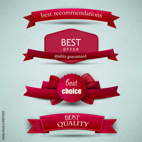 Vector: Set of Superior Quality and Satisfaction Guarantee Ribbons, Labe Set of Superior Quality and Satisfaction Guarantee Ribbons, Labe