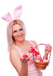 Woman with Easter eggs and ears