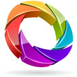 Vektor: Сolorful photo shutter 3D icon. Сolorful photo shutter 3D icon.