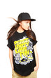 Cool breakdance girl posing on a white background