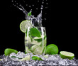 Mojito cocktail on black background