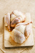 two pheasants bird, plucked and stuffed on wood