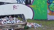 Graffiti wall and artist
