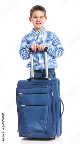 Photo: Little boy with suitcase Little boy with suitcase