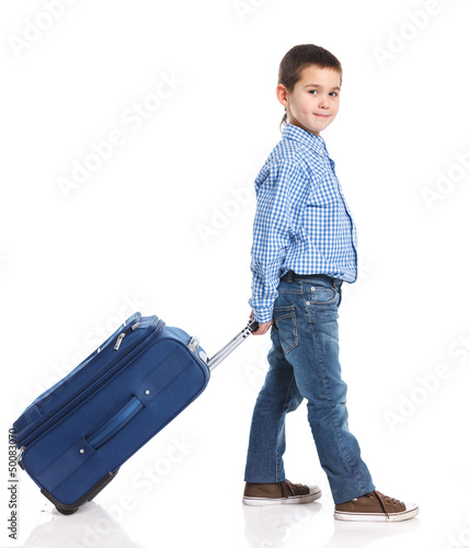 Photo: Little boy with suitcase Little boy with suitcase
