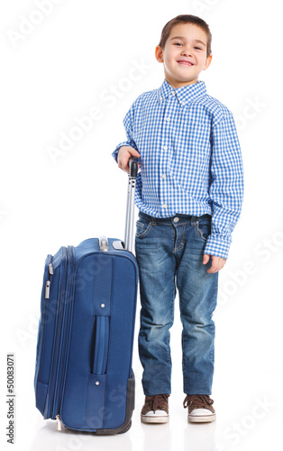 Photo: Little boy with suitcase Little boy with suitcase