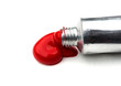 Red acrylic paints in tubes