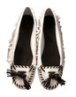 Python fringed lace flat ballerinas