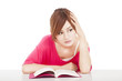 young student Do not concentrate and thinking
