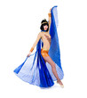 attractive belly dancer girl with blue wings