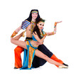 dancers couple dressed in Egyptian costumes posing
