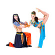 dancers couple dressed in Egyptian costumes posing