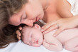 Tender moment mother and baby