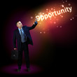 Businessman with light shining