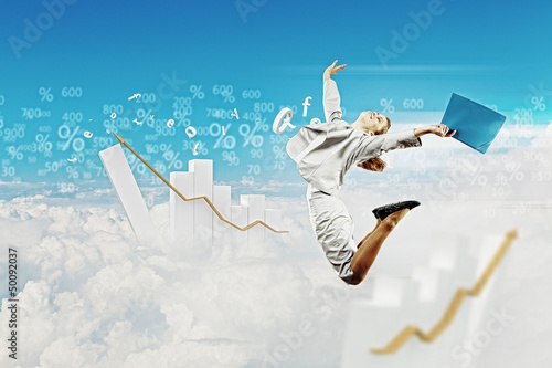 Photo: Image of jumping businesswoman Image of jumping businesswoman