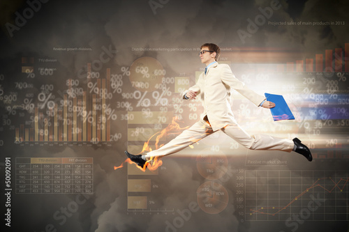 Photo: Image of running businessman Image of running businessman