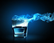 Glass of blue cocktail