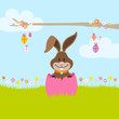 Bunny In Meadow In Pink Eggshe...