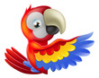 Red pointing cartoon parrot